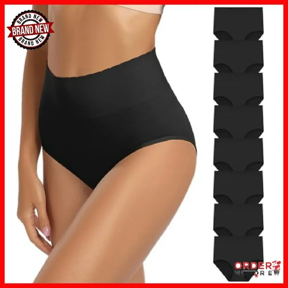High Waist Seamless Panties 8-Pack Full Coverage Soft Stretch